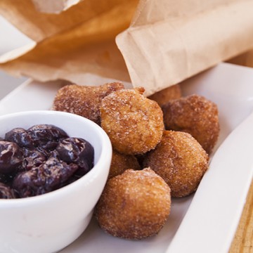 beignets and cherries jubilee at The Square Root In Bravard Brunch Ashley Ruzich Photography